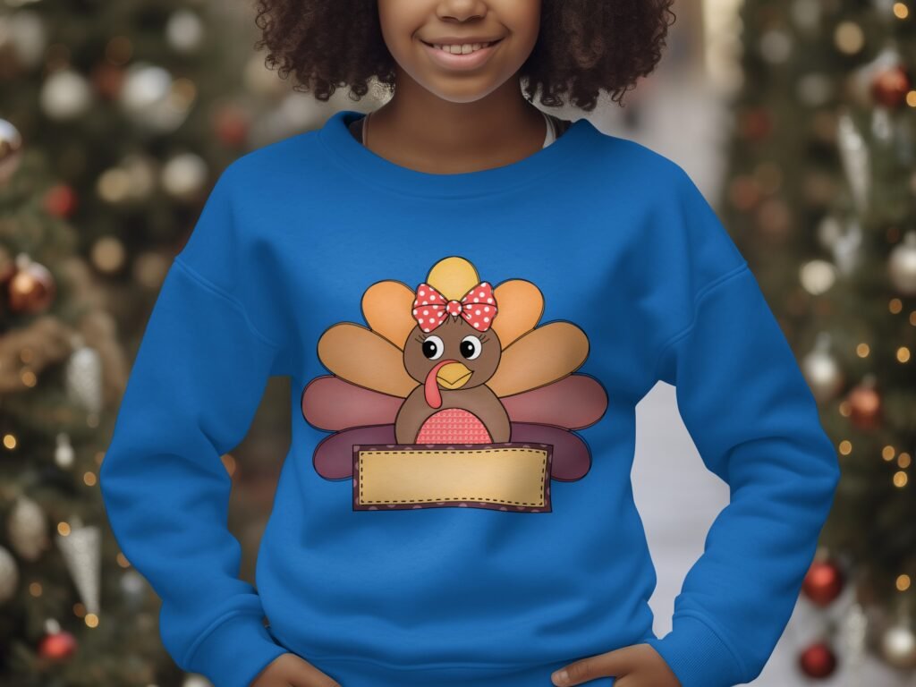 Cute Turkey Sweatshirts, Thanksgiving Sweatshirts, Polka Dot Bow, Fall Apparel, Autumn Outfit, Turkey Day Shirt